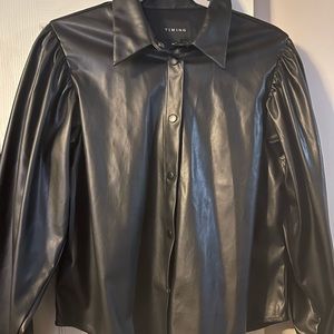 Timing Soft Faux Leather Blouse